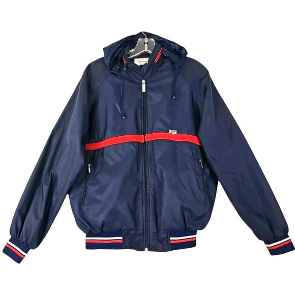 Manstar ~Men's Size L~ Blue Sports Light Hooded Jacket Bomber Lined. - Picture 1 of 10